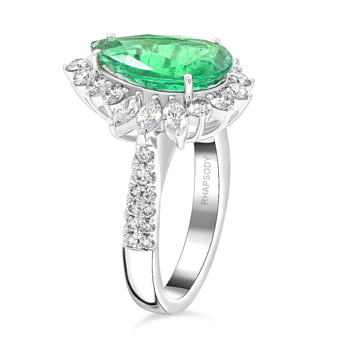 950 Platinum  AAAA  Zambian Emerald   White Diamond  VS Ring 5.26 ct,  Platinum Wt. 10.41 Gms  5.260  Ct.