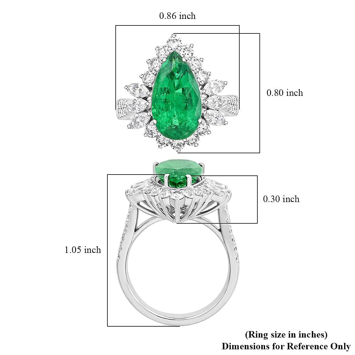 950 Platinum  AAAA  Zambian Emerald   White Diamond  VS Ring 5.26 ct,  Platinum Wt. 10.41 Gms  5.260  Ct.