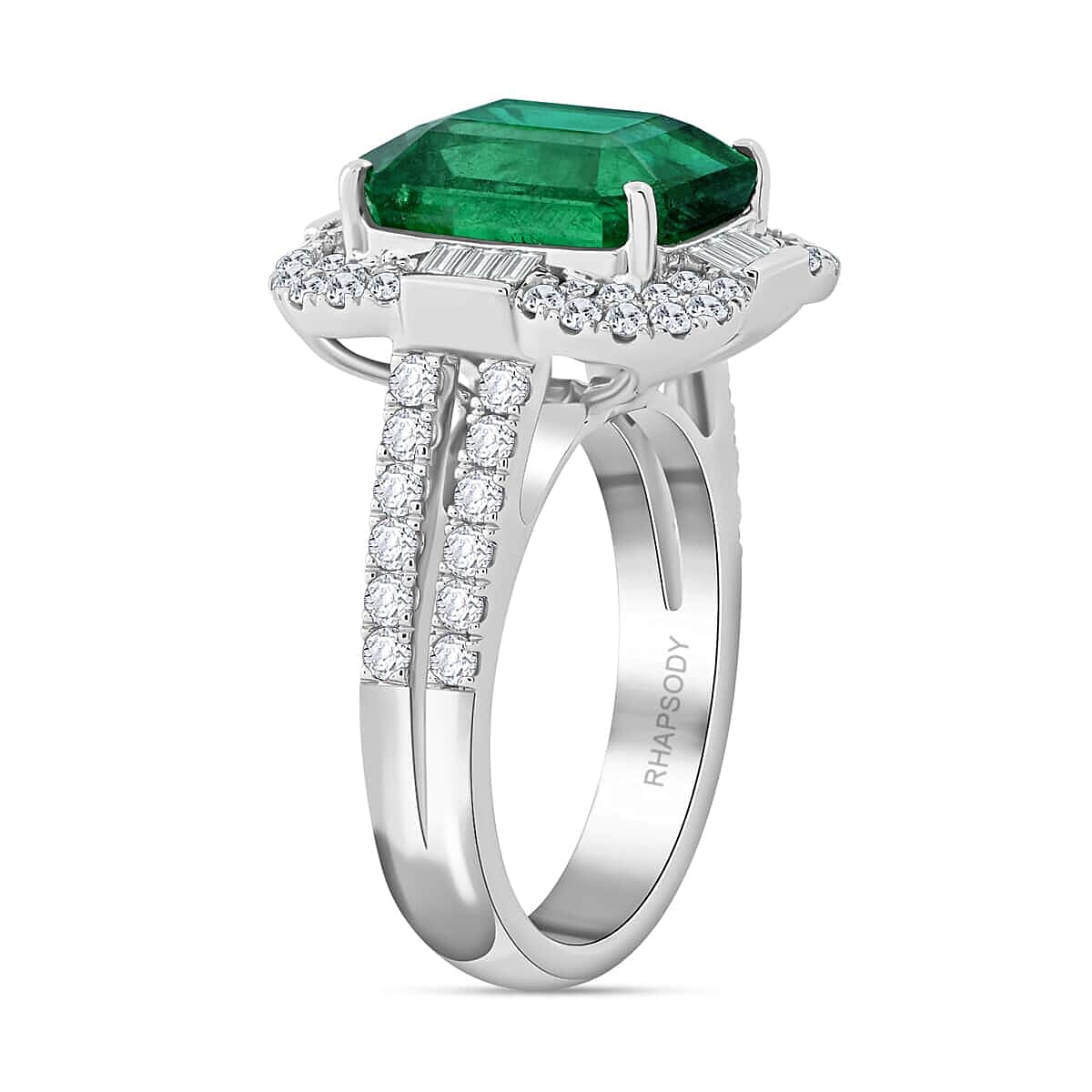 950 Platinum  AAAA  Ethiopian Emerald   White Diamond  VS Ring 7.99 ct,  Platinum Wt. 11.92 Gms  7.990  Ct.