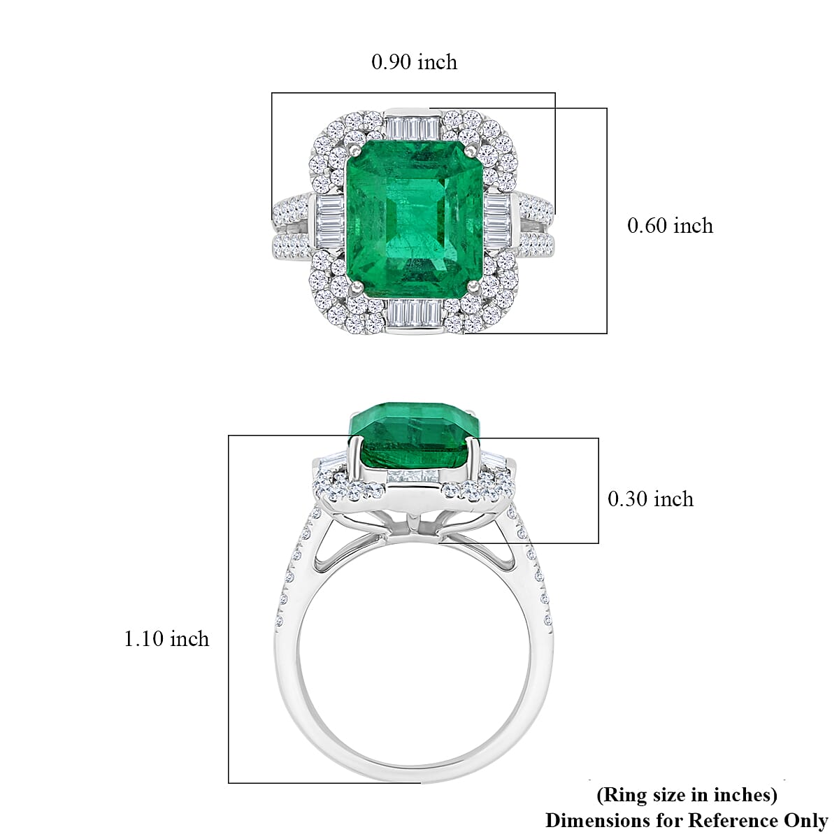 950 Platinum  AAAA  Ethiopian Emerald   White Diamond  VS Ring 7.99 ct,  Platinum Wt. 11.92 Gms  7.990  Ct.