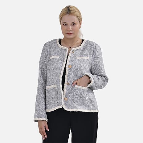 La Marey Patterned Jacket (Size XXL 24 TO 26) - Grey & Black