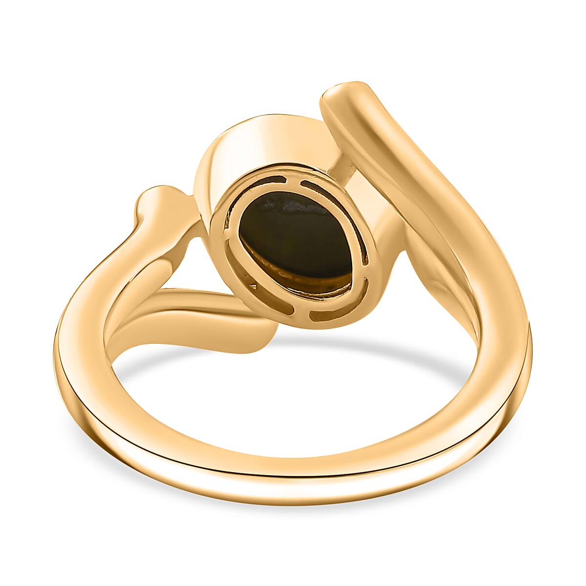 Boulder Opal Triplet & Natural Zircon Ring in 18K Gold Vermeil Plated Sterling Silver 1.43 Ct.