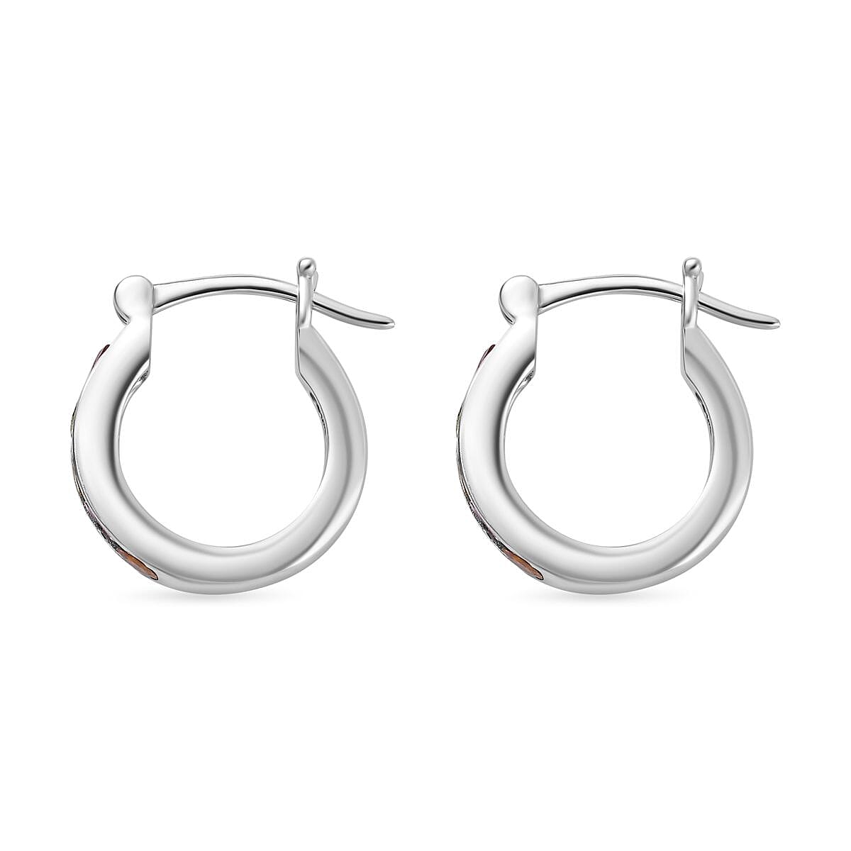 Multi-Tourmaline Hoop Earrings in Platinum Overlay Sterling Silver