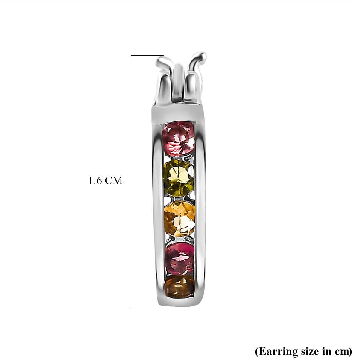 Multi-Tourmaline Hoop Earrings in Platinum Overlay Sterling Silver