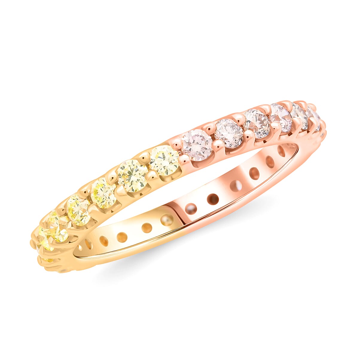MODANI 14K Rose & Yellow Gold Pink Diamond & Yellow Diamond (SI-I1) Ring 1.16 Ct.(Non re-sizable design).