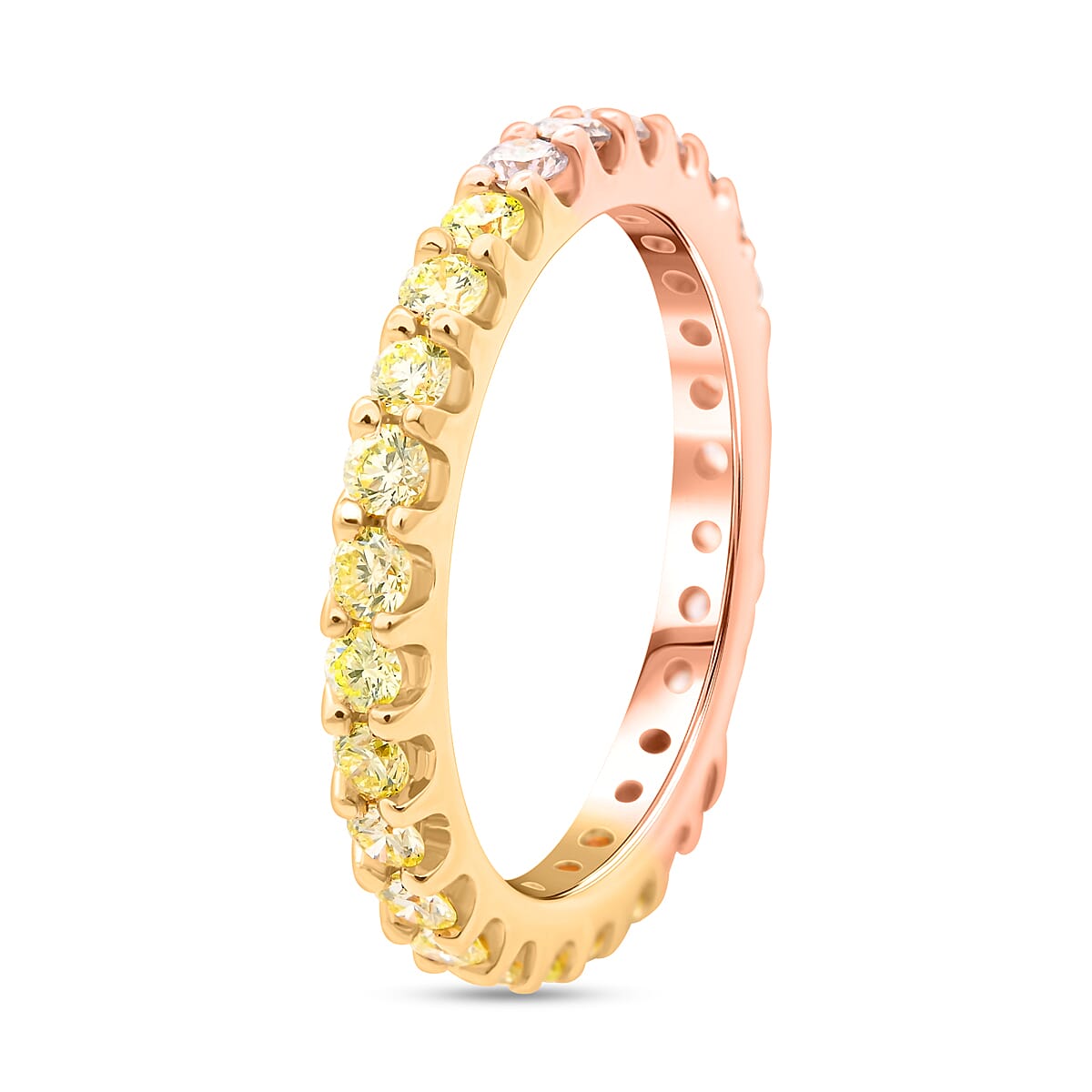 MODANI 14K Rose & Yellow Gold Pink Diamond & Yellow Diamond (SI-I1) Ring 1.16 Ct.(Non re-sizable design).