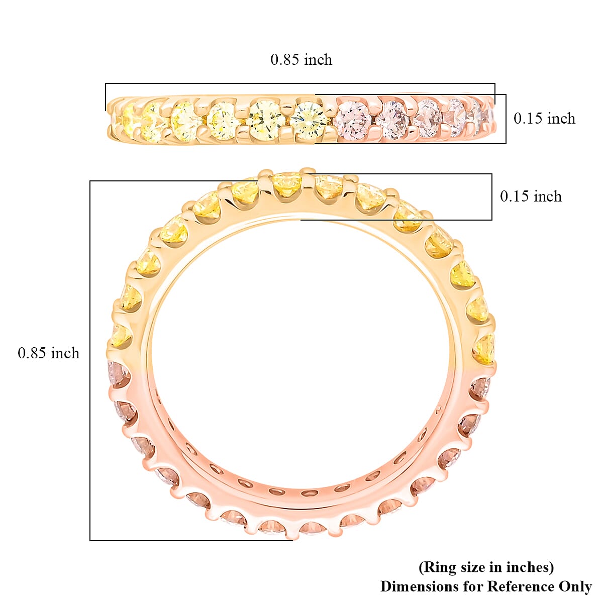 MODANI 14K Rose & Yellow Gold Pink Diamond & Yellow Diamond (SI-I1) Ring 1.16 Ct.(Non re-sizable design).