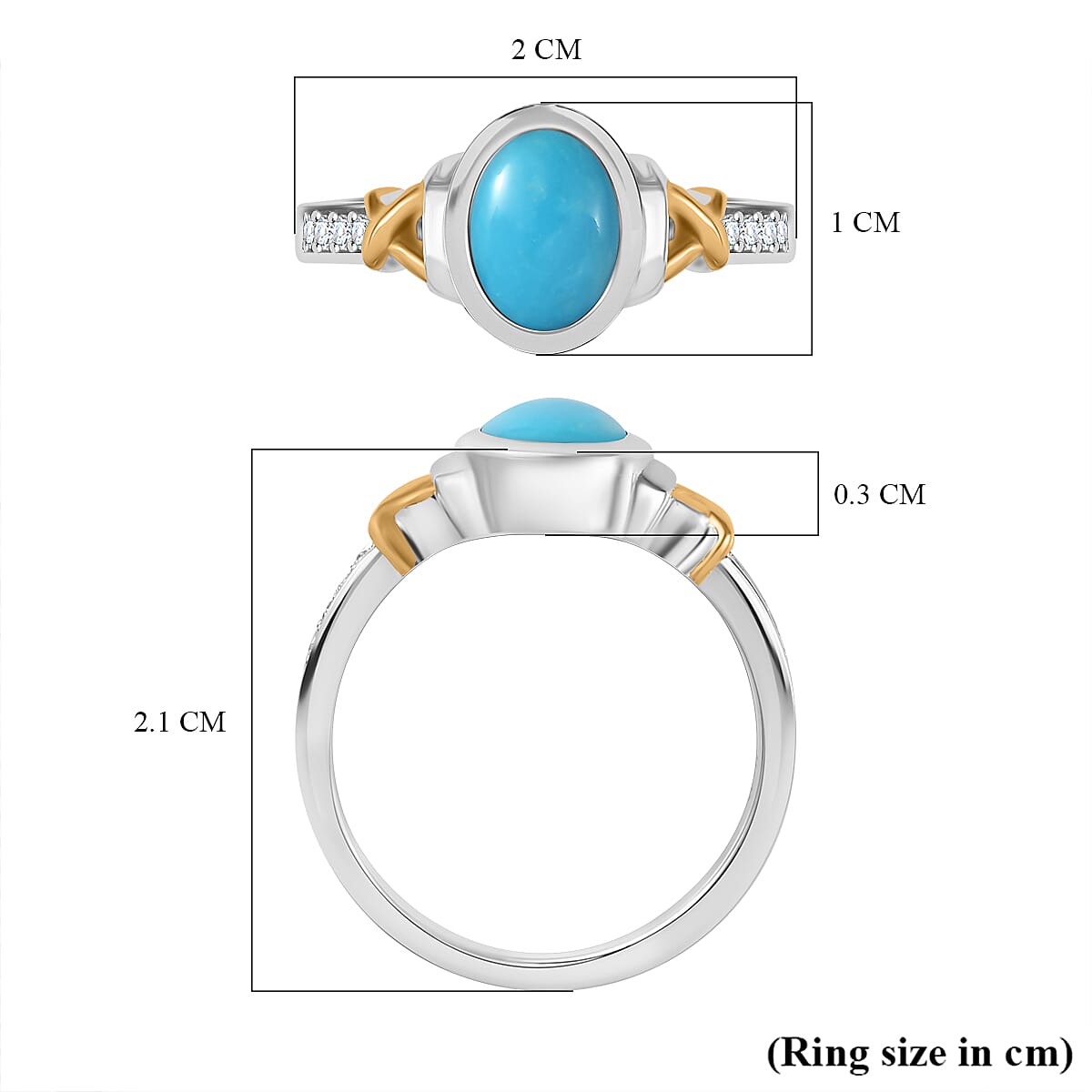 Arizona Sleeping Beauty Turquoise & Natural Zircon Ring in 18K Vermeil YG Plated Sterling Silver 1.18 Ct Arizona Sleeping Beauty Turquoise & Natural Zircon Ring in 18K Vermeil YG Plated Sterling Silver 1.18 Ct