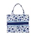 Designer Inspired Closeout - Floral Pattern Tote Bag with Handle Drop - Blue Floral