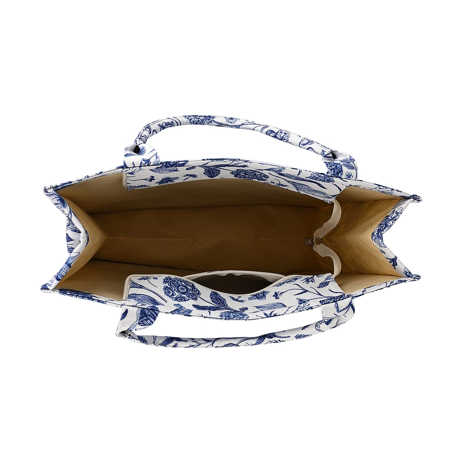 Designer Inspired Closeout - Floral Pattern Tote Bag with Handle Drop - Blue Floral