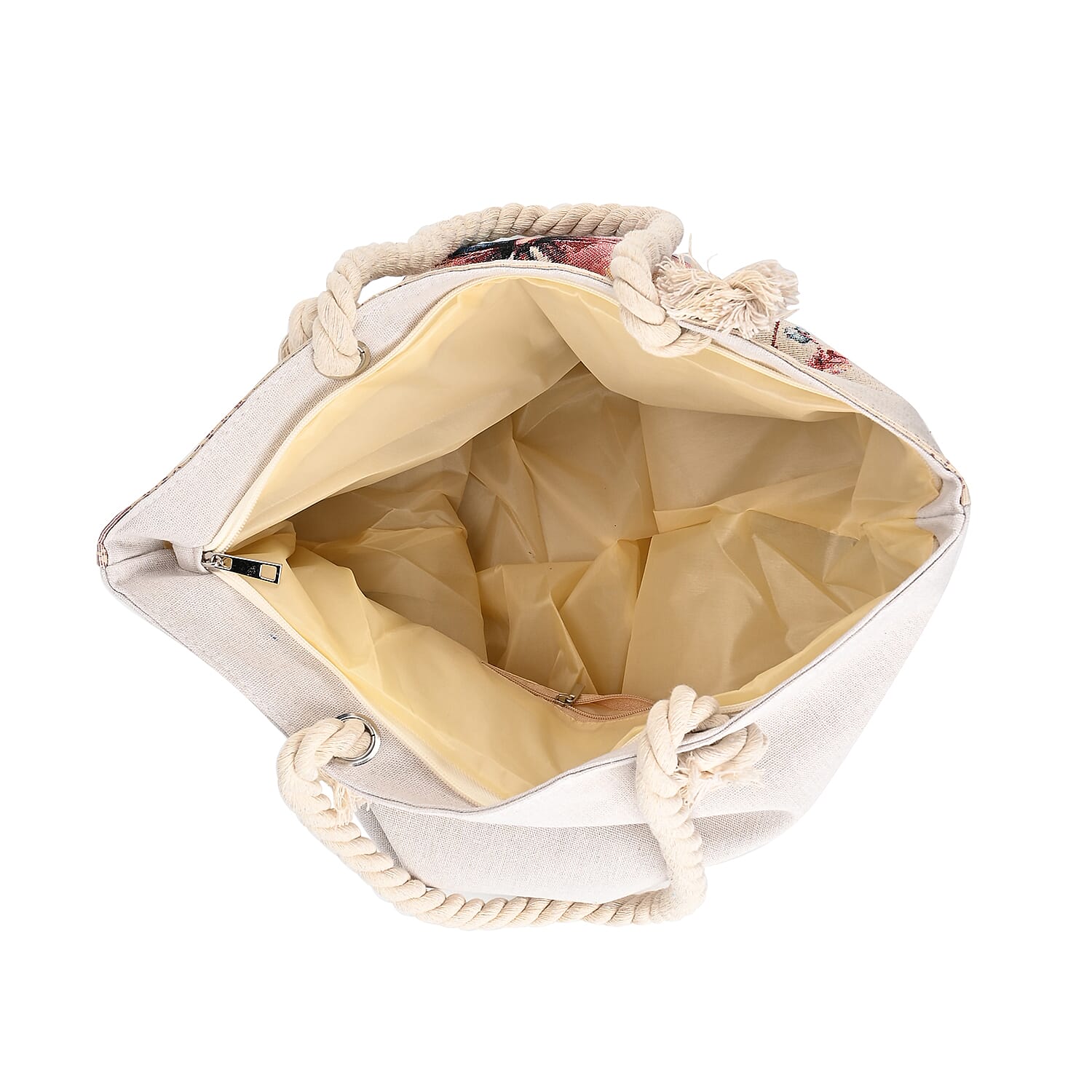 Jute Butterfly Printed Tote Bag with Long Handle Drop - Pink