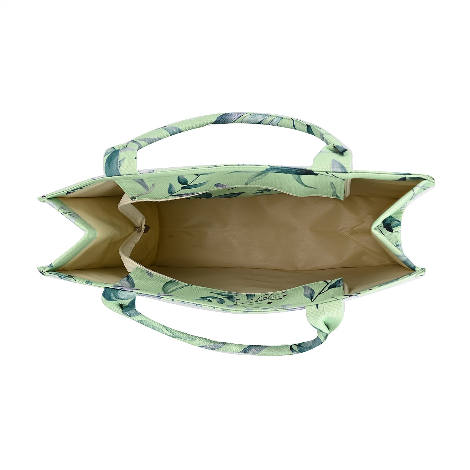 Designer Inspired Closeout - Floral Pattern Tote Bag with Handle Drop - Green