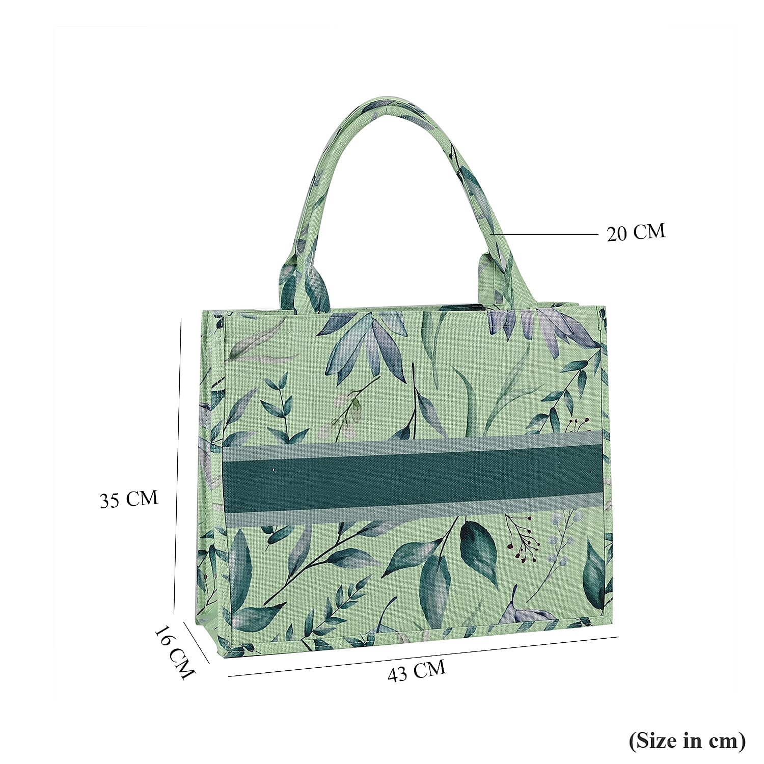 Designer Inspired Closeout - Floral Pattern Tote Bag with Handle Drop - Green