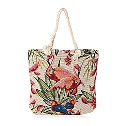 Jute Minority Printed Tote Bag with Long Handle Drop - Multi