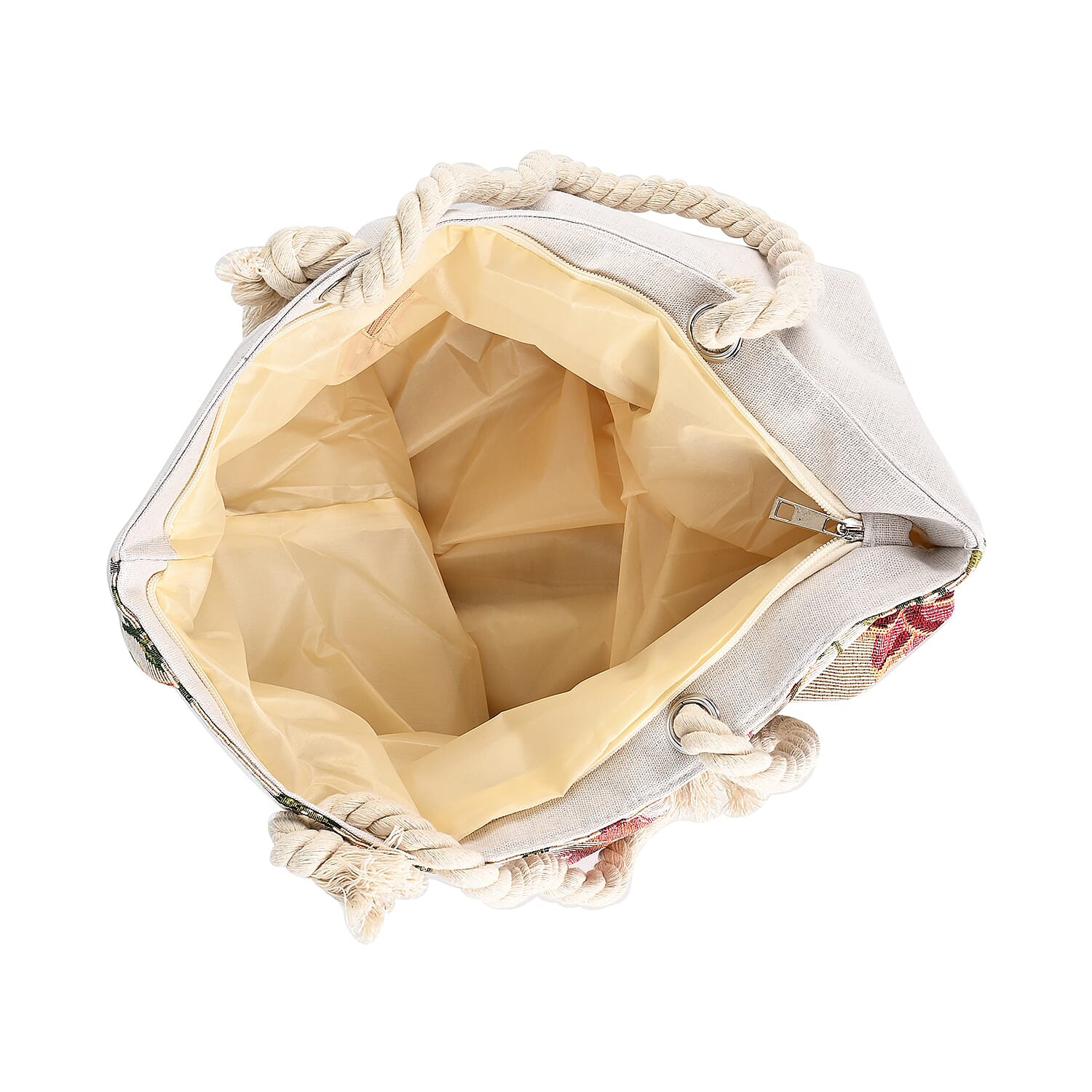 Jute Flamingo Printed Tote Bag with Long Handle Drop - Red