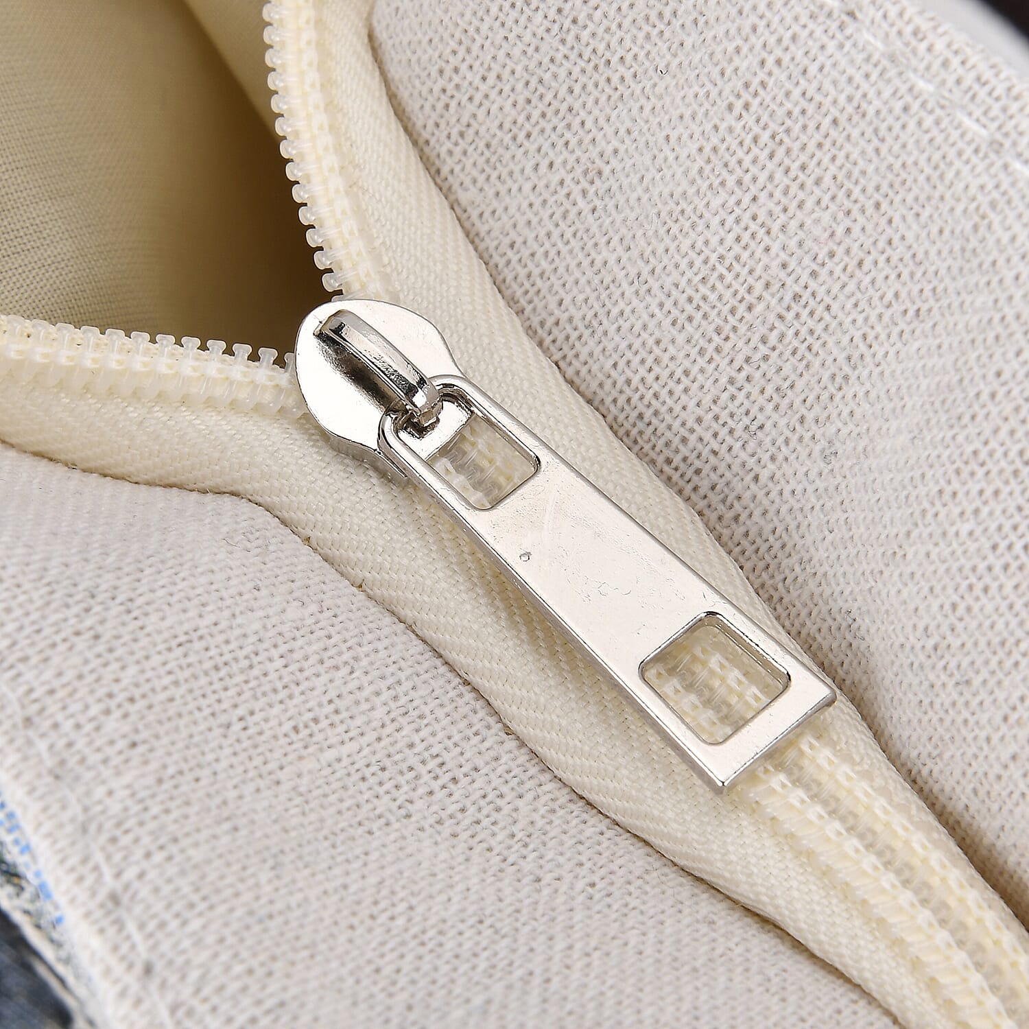 Jute Cute Cat Tote Bag with Zipper Closure - Beige