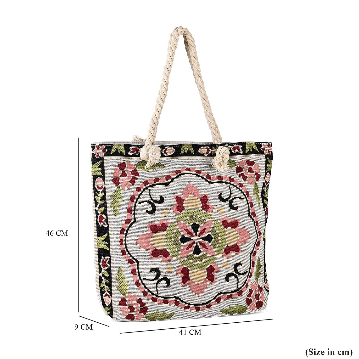 Jute Minority Printed Tote Bag with Long Handle Drop - Multi