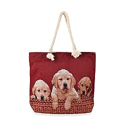 Jute Minority Printed Tote Bag with Long Handle Drop - Multi