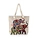 Jute Elephant Printed Tote Bag with Long Handle Drop - Multi