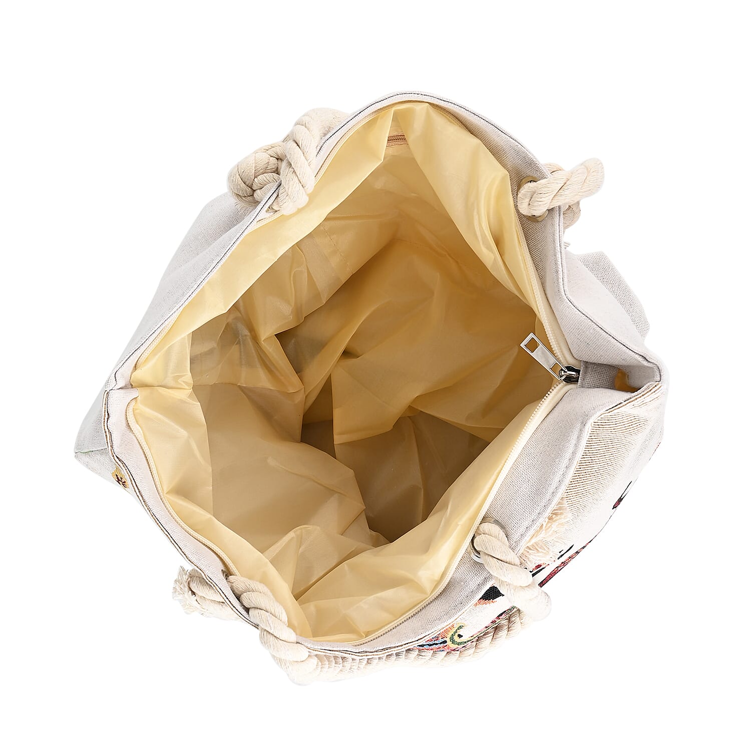 Jute Elephant Printed Tote Bag with Long Handle Drop - Multi