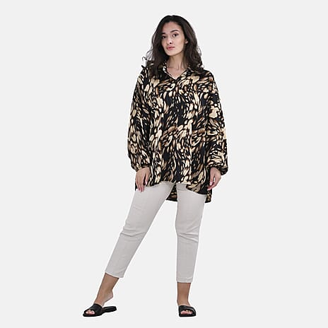La Marey Printed Top - Yellow - Size L - XL 16 - 22