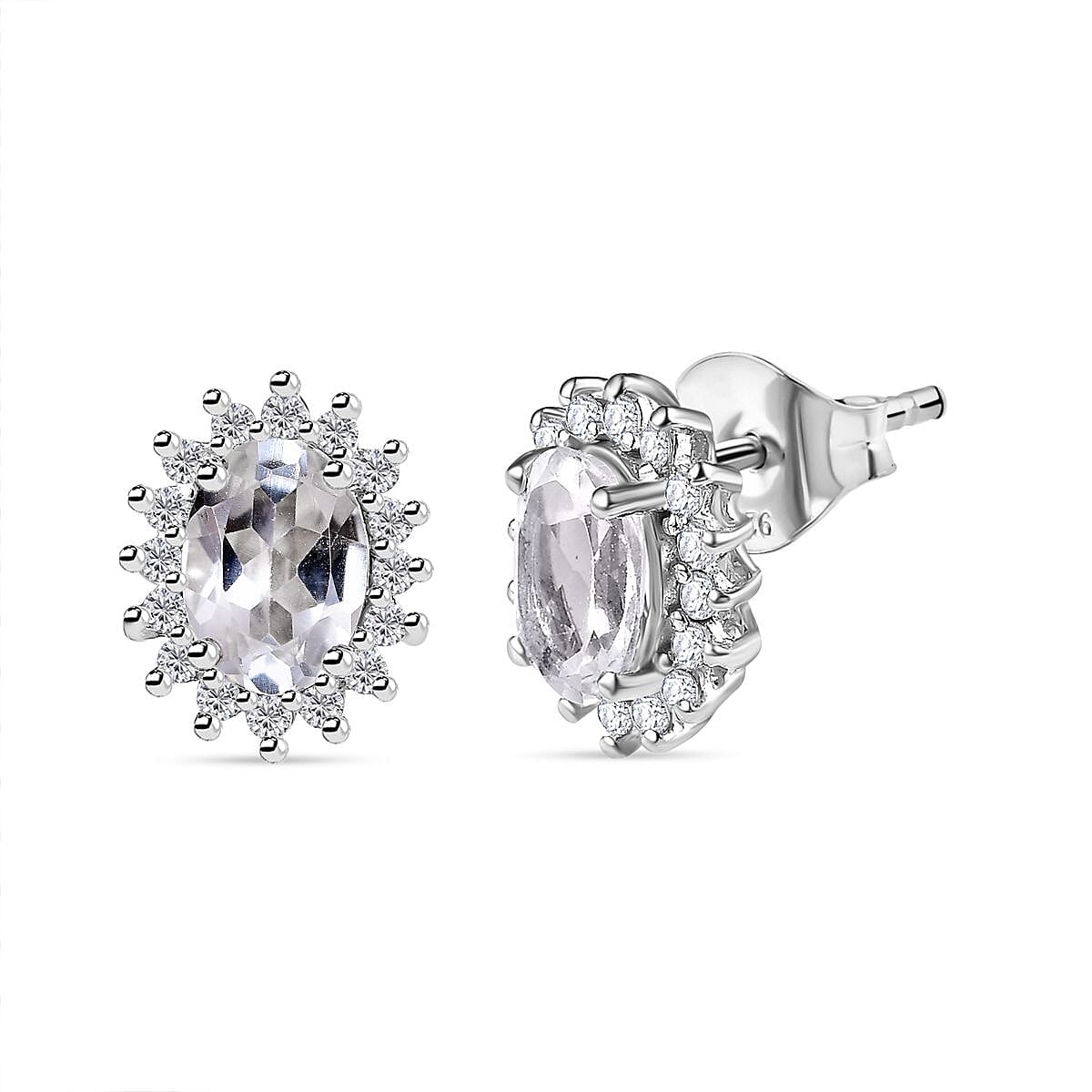 White Topaz  Earring in Platinum Overlay Sterling Silver 2.84 ct  2.136  Ct.