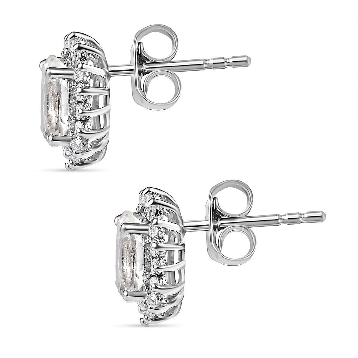 White Topaz  Earring in Platinum Overlay Sterling Silver 2.84 ct  2.136  Ct.
