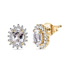 White Topaz  Earring in Platinum Overlay Sterling Silver 2.84 ct  2.136  Ct.