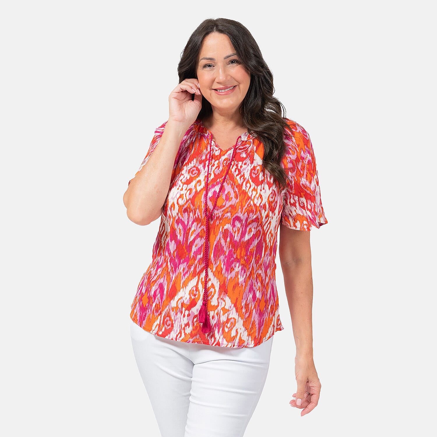 Maison Crinkle Top (Size L) - Orange