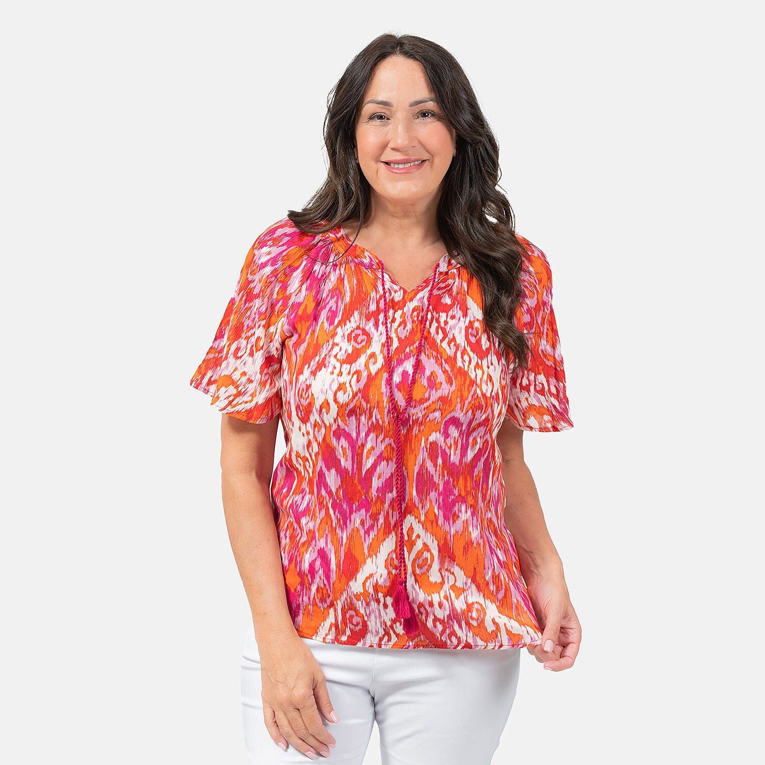 Maison Crinkle Top (Size L) - Orange