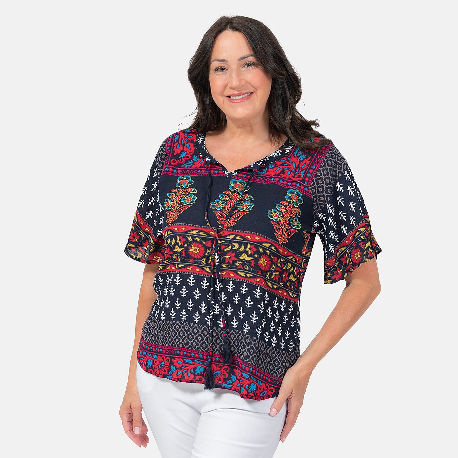 Maison Crinkle Top (Size M) - Multi