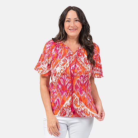 Maison Crinkle Top (Size XL) - Orange