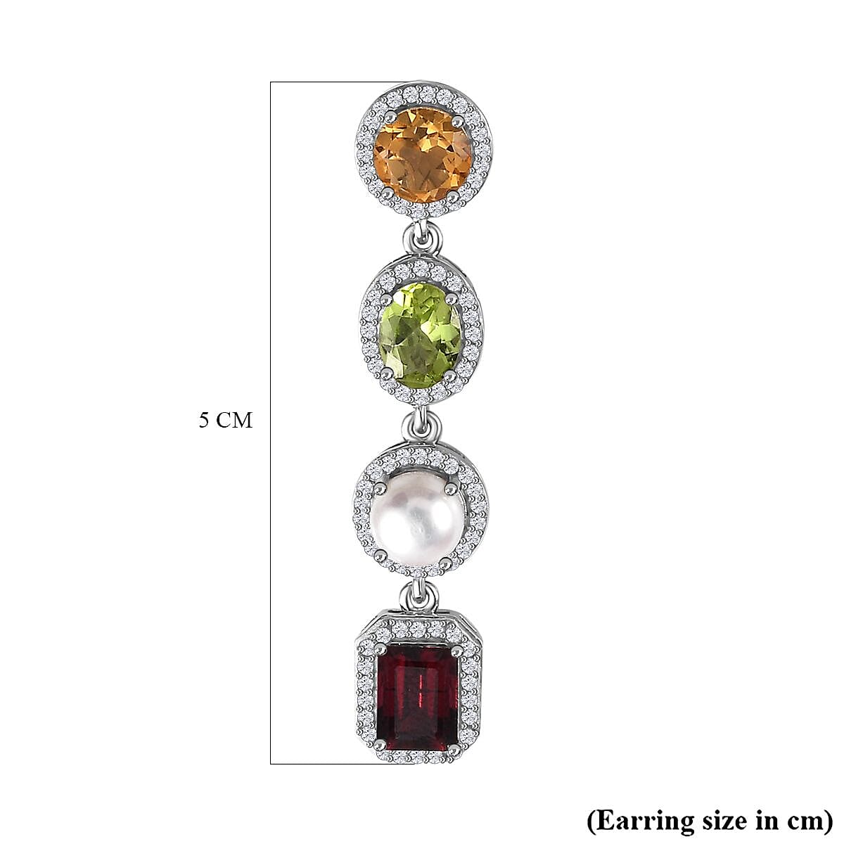 Glenstones Colorata Collection - Multi Gemstone Earrings with Push Back in Platinum Overlay Sterling Silver 13.80 Ct.