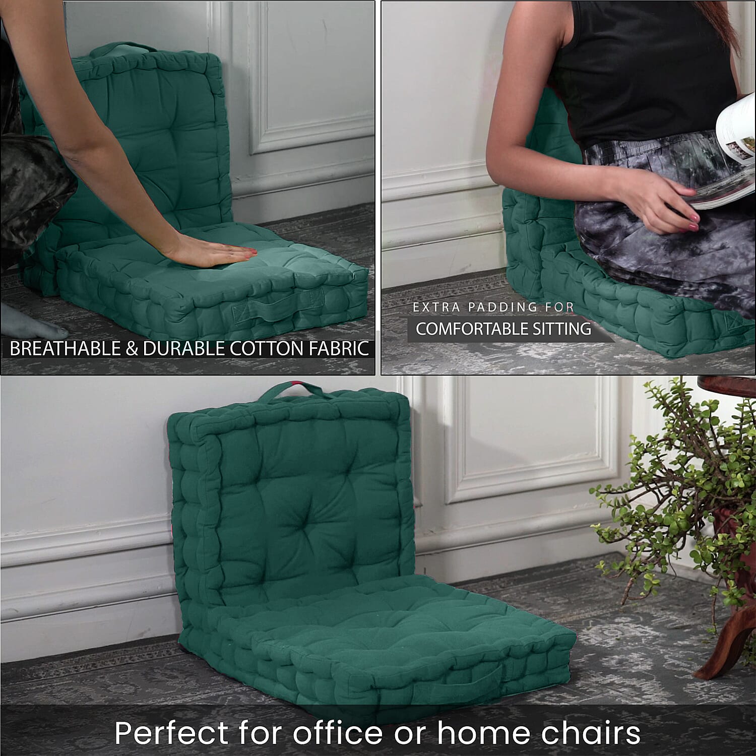 Cotton Solid Cushion Cover (Size 40x8 ) - Dark Green