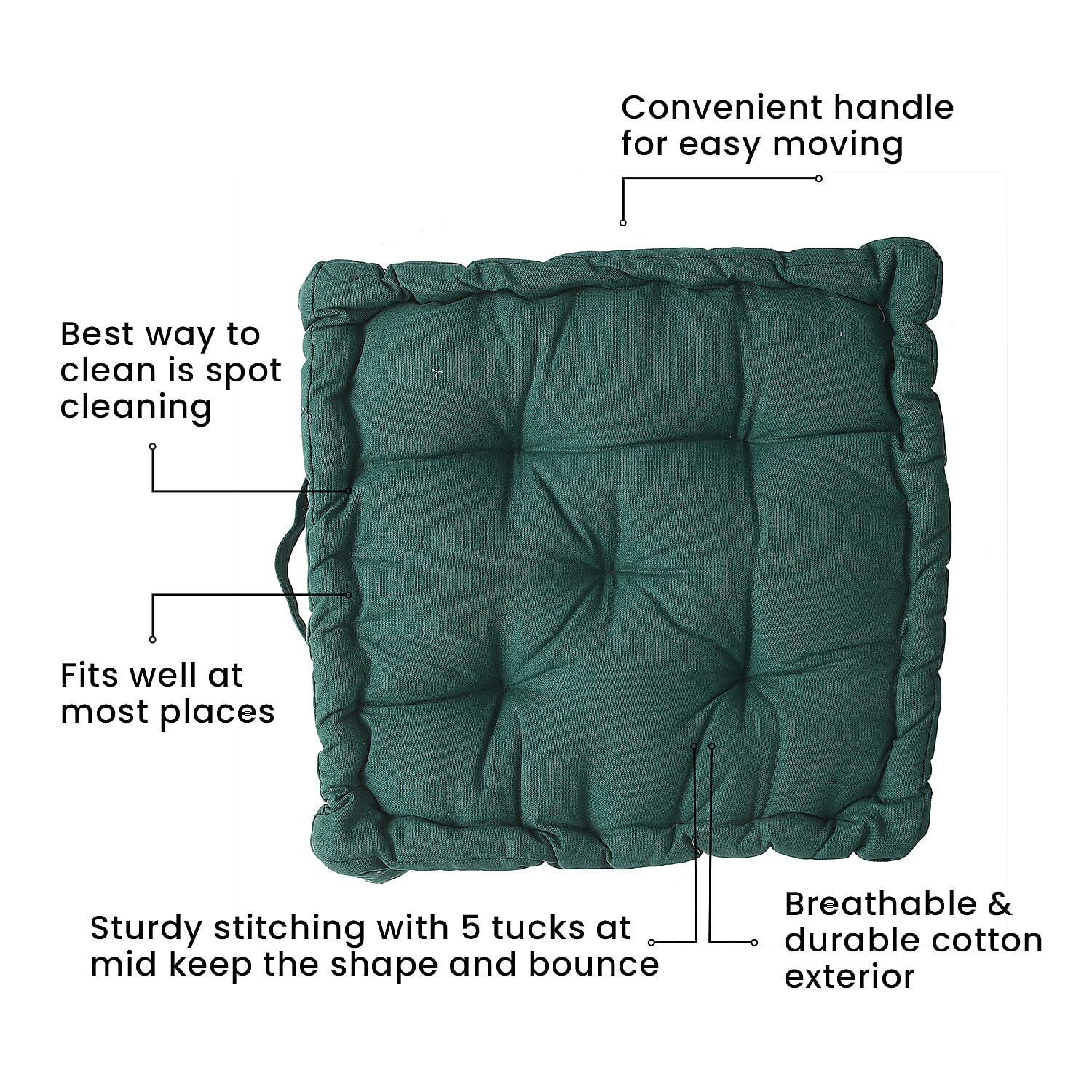 Cotton Solid Cushion Cover (Size 40x8 ) - Dark Green