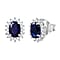 Masoala Sapphire and Natural Zircon Halo Stud Earrings in Platinum Overlay Sterling Silver