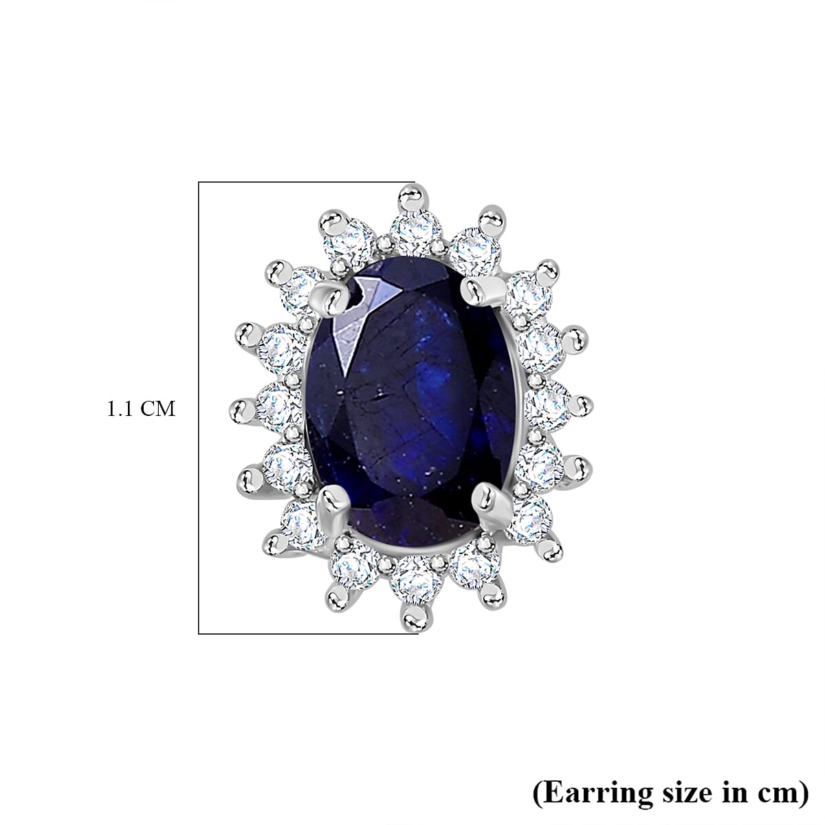 Masoala Sapphire & Natural Zircon Stud Earrings with Push Back in Platinum Overlay Sterling Silver 2.97 Ct.