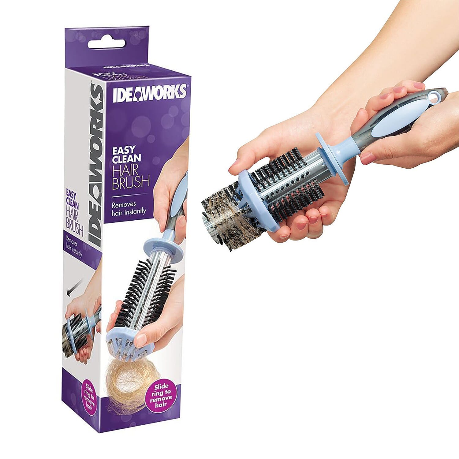 Ideaworks Easy Clean Hair Brush with Built in Hair Remover Ring