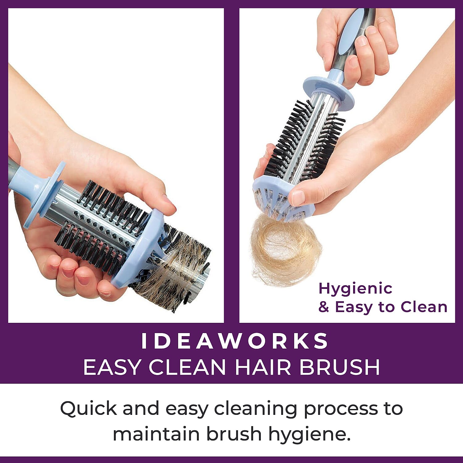 Ideaworks Easy Clean Hair Brush with Built in Hair Remover Ring