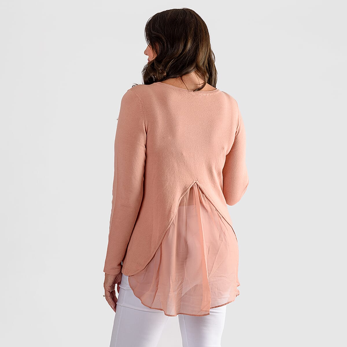 Closeout Deal - Chiffon Back Summer Knit Top (Size S) - Pink