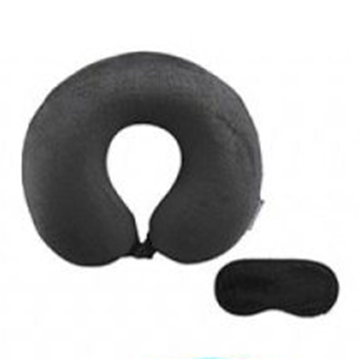 Memory Foam Neck Cushion with Eye Mask Set - Black