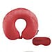 Set of 2 Memory Foam Neck Cushion with Eye Mask - Red