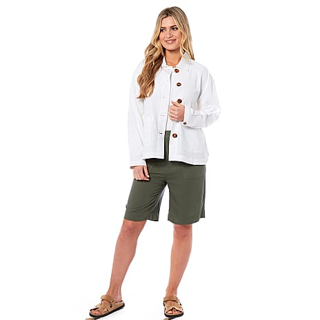 Charlotte West Ladies Linen Jacket (Size 16) - White