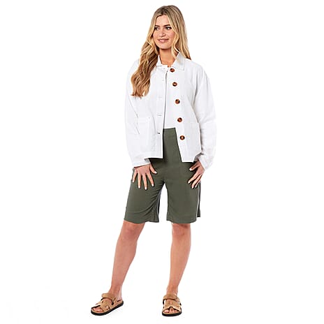 Charlotte West Ladies Linen Jacket (Size 16) - White