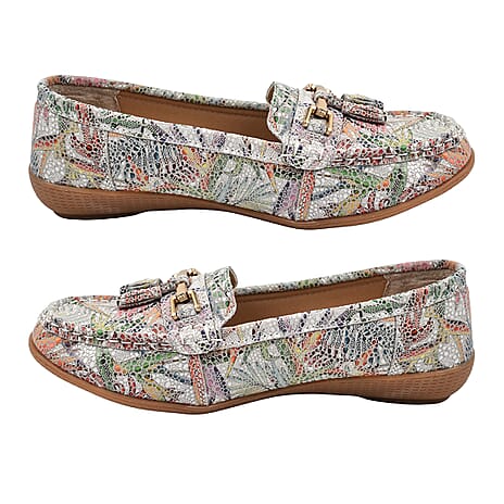 RIO Ladies Floral Suede Printed Tassel Loafer (Size 4) - Multi
