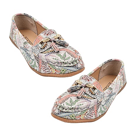 RIO Ladies Floral Suede Printed Tassel Loafer (Size 5) - Multi