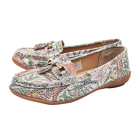 RIO Ladies Floral Suede Printed Tassel Loafer (Size 6) - Multi