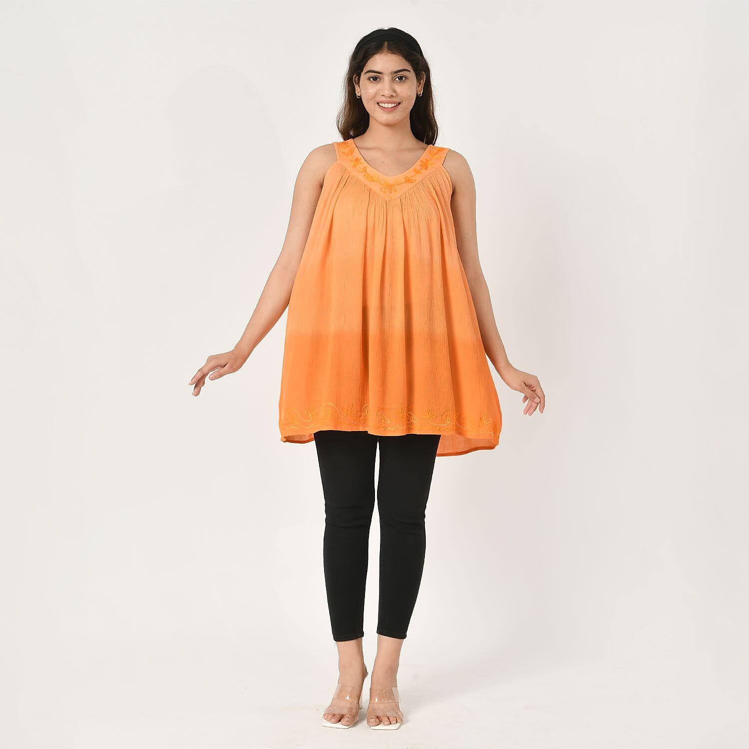 Tamsy Tie Dye Tunic Top (Size - One Size) - Orange