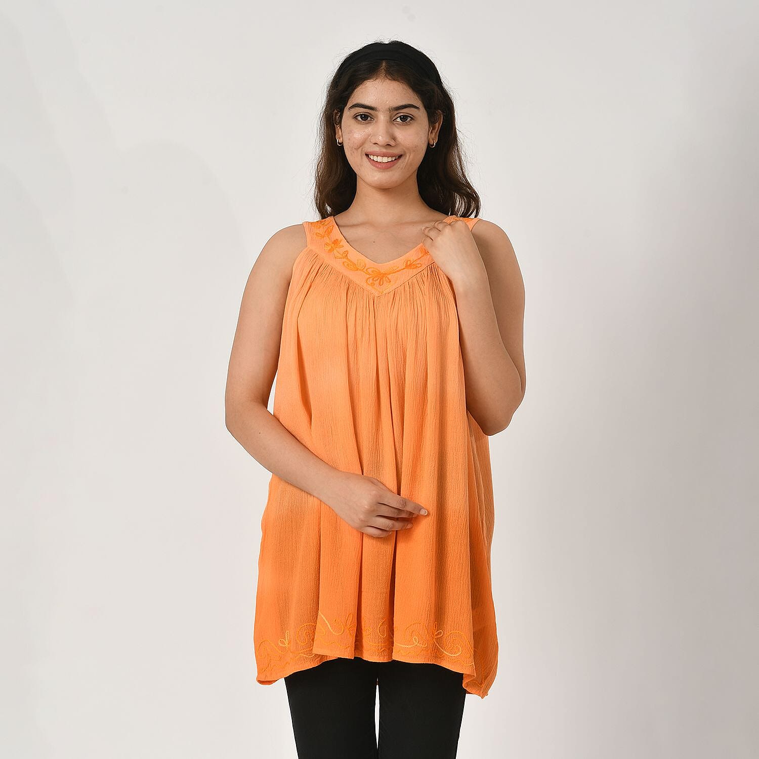 Tamsy Tie Dye Tunic Top (Size - One Size) - Orange