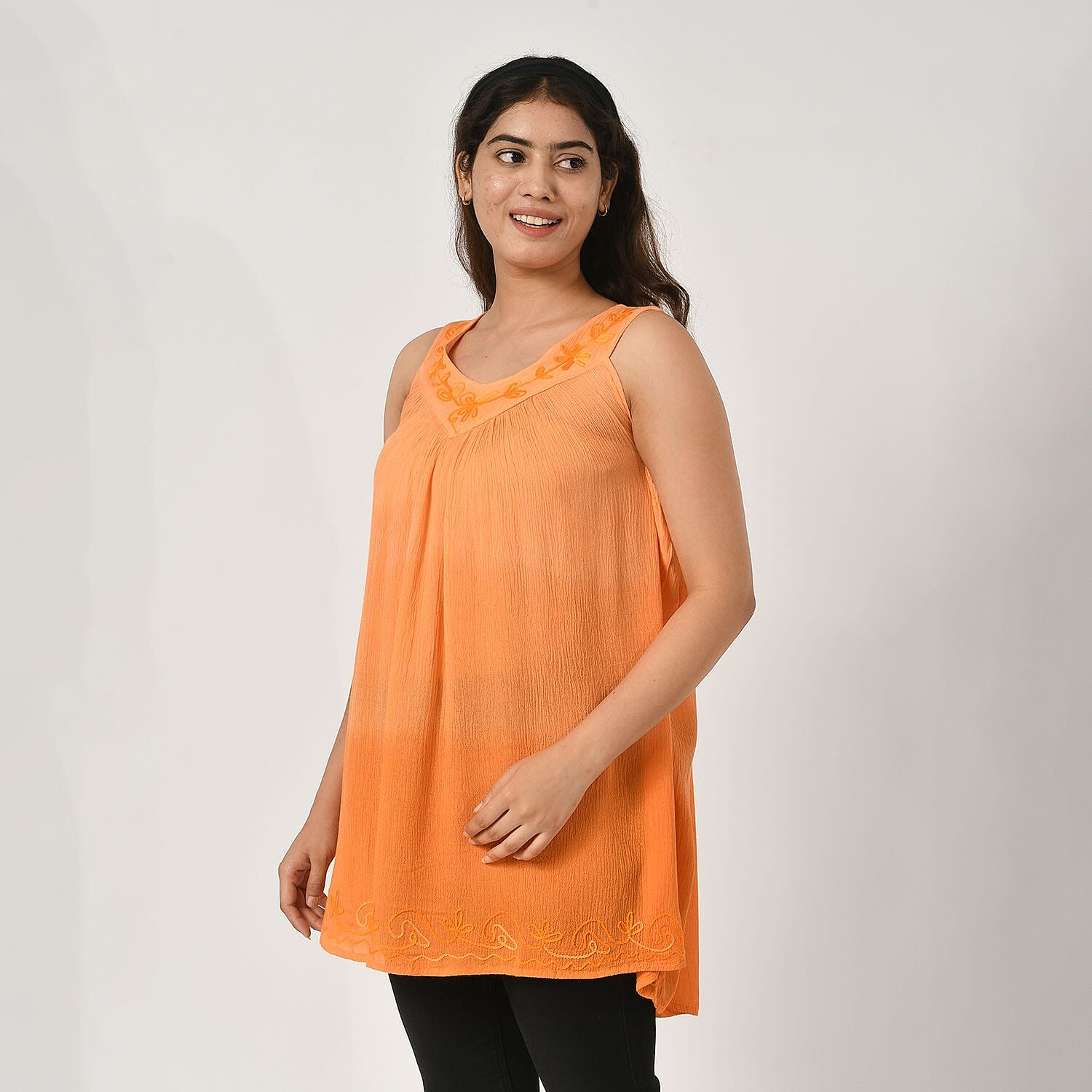 Tamsy Tie Dye Tunic Top (Size - One Size) - Orange